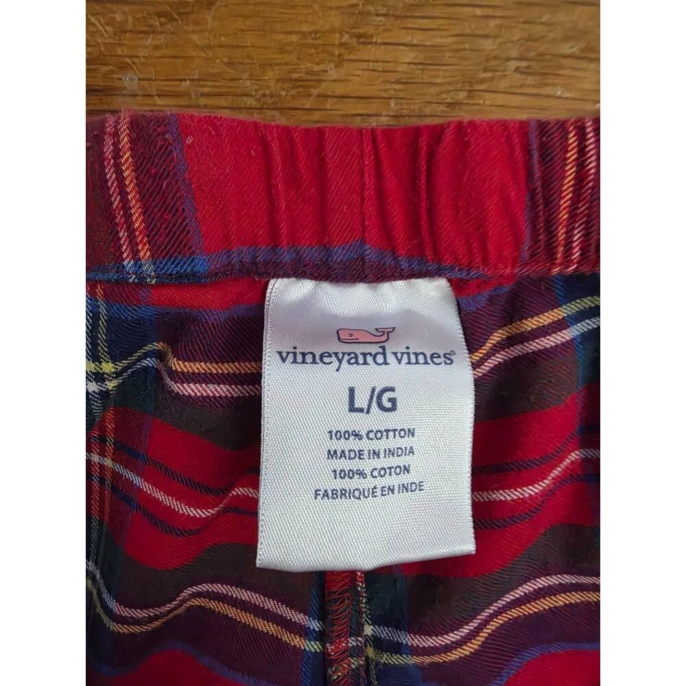 Vineyard Vines Jolly cotton Christmas Lounge pajama Pants Red plaid L A001541 - Picture 5 of 6